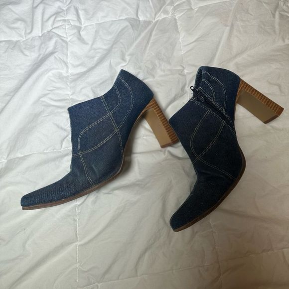 Vintage premier collection women's heels square toe denim low ankle sz 7 Y2K - Picture 4 of 12